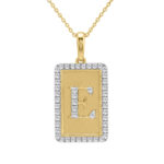 10K Yellow Gold letter 'E' Fashion Pendant With Chain - 0.20 CT Round Diamond Ladies Jewelry Gift
