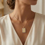 10K Yellow Gold letter 'E' Fashion Pendant With Chain - 0.20 CT Round Diamond Ladies Jewelry Gift - Image 4