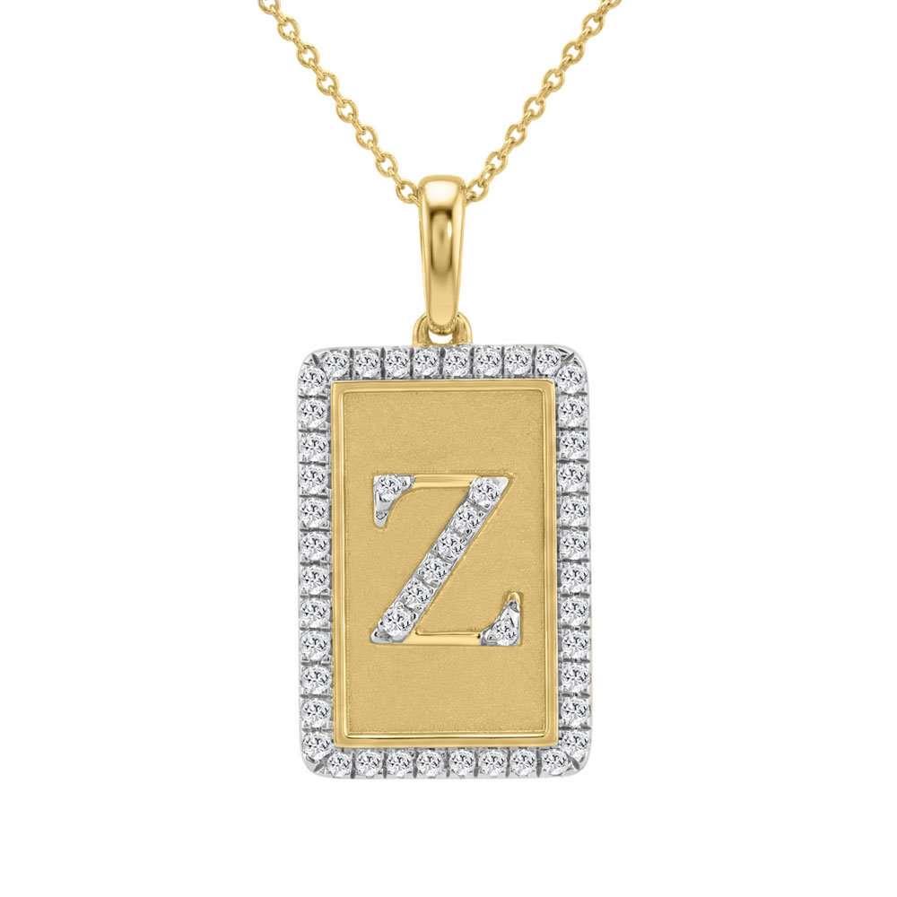 20937842_361181Y-5038683.jpg 10K Yellow Gold letter 'Z' Fashion Pendant With Chain - 0.20 CT Round Diamond Ladies Jewelry Gift - Image 1