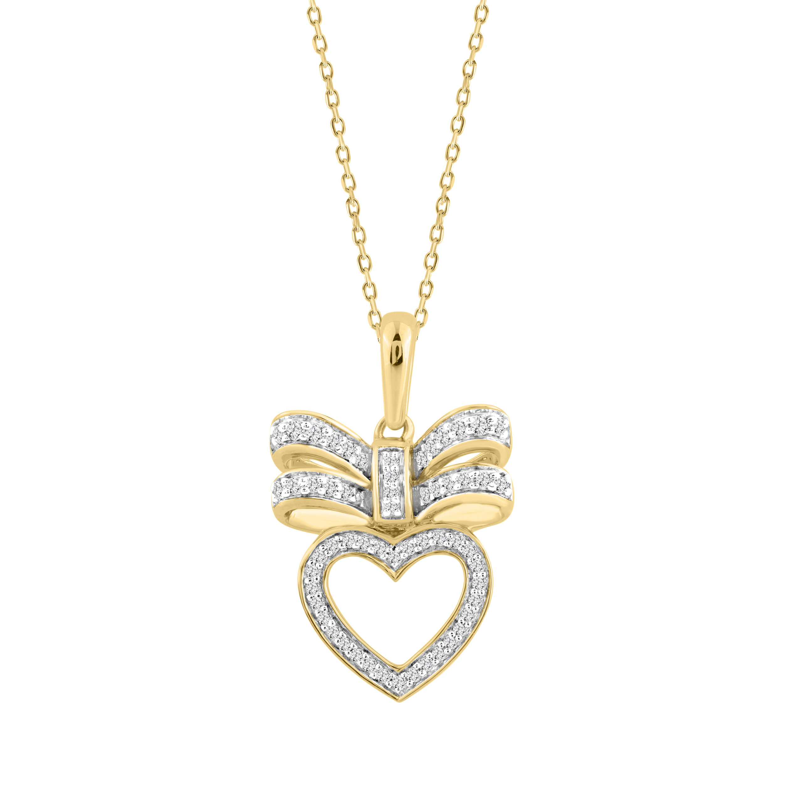 20937974_361793Y-5012815.jpg 10K YELLOW GOLD LADIES FASHION PENDANT INCLUDES WITH CHAIN 0.15CT ROUND NATURAL DIAMOND - Image 1