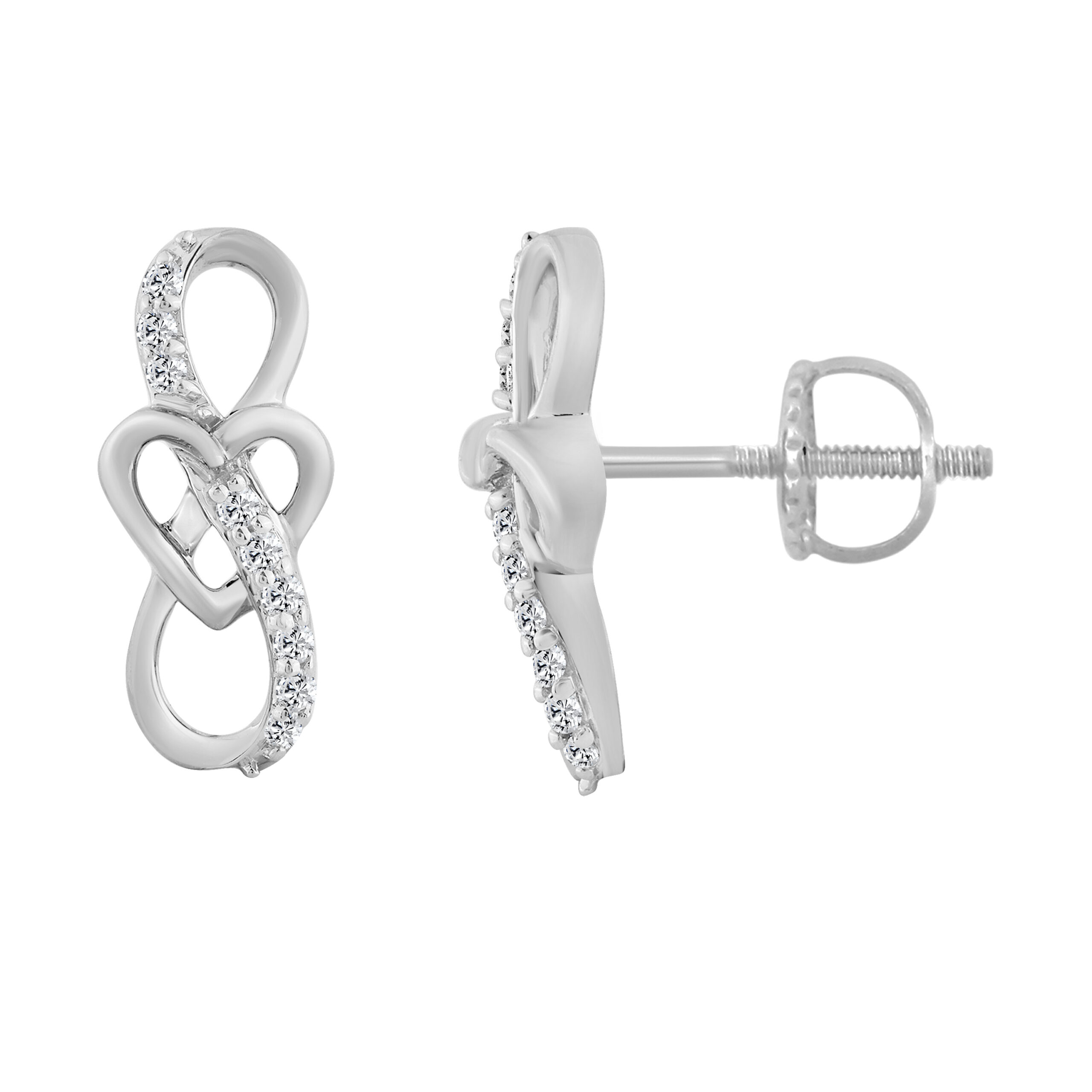 20938097_361966W-5012794.jpg LADIES FASHION EARRINGS 0.10CT ROUND DIAMOND 10K WHITE GOLD - Image 1