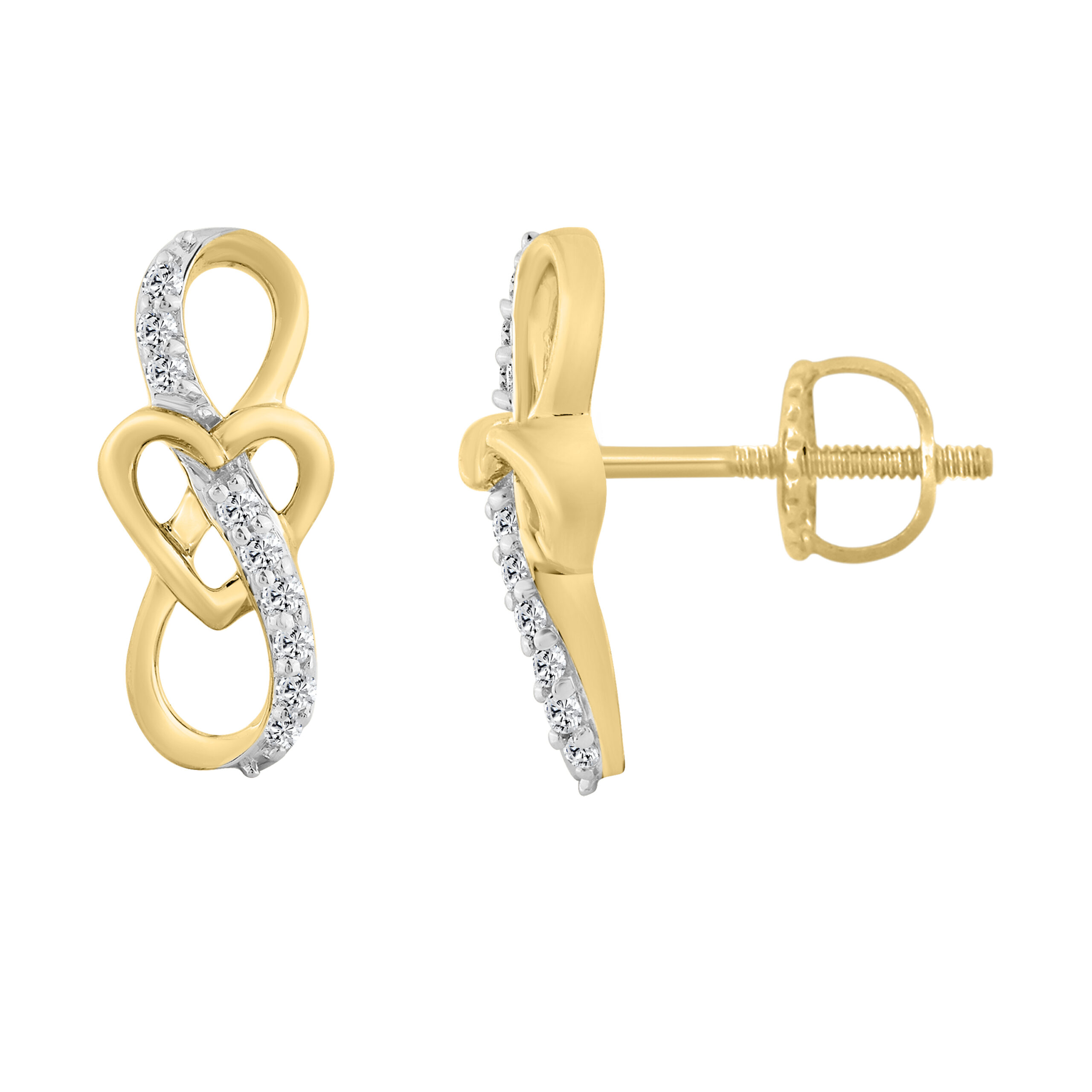 20938103_361966Y-5012795.jpg LADIES FASHION EARRINGS 0.10CT ROUND DIAMOND 10K YELLOW GOLD - Image 1