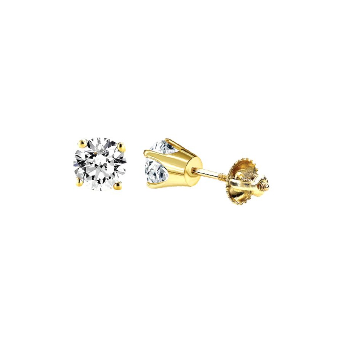 20938163_77485Y-A-5046805.jpg 14K Yellow Gold Round Diamond Stud Earrings 0.33CT Elegant Women’S Diamond Jewelry - Image 1
