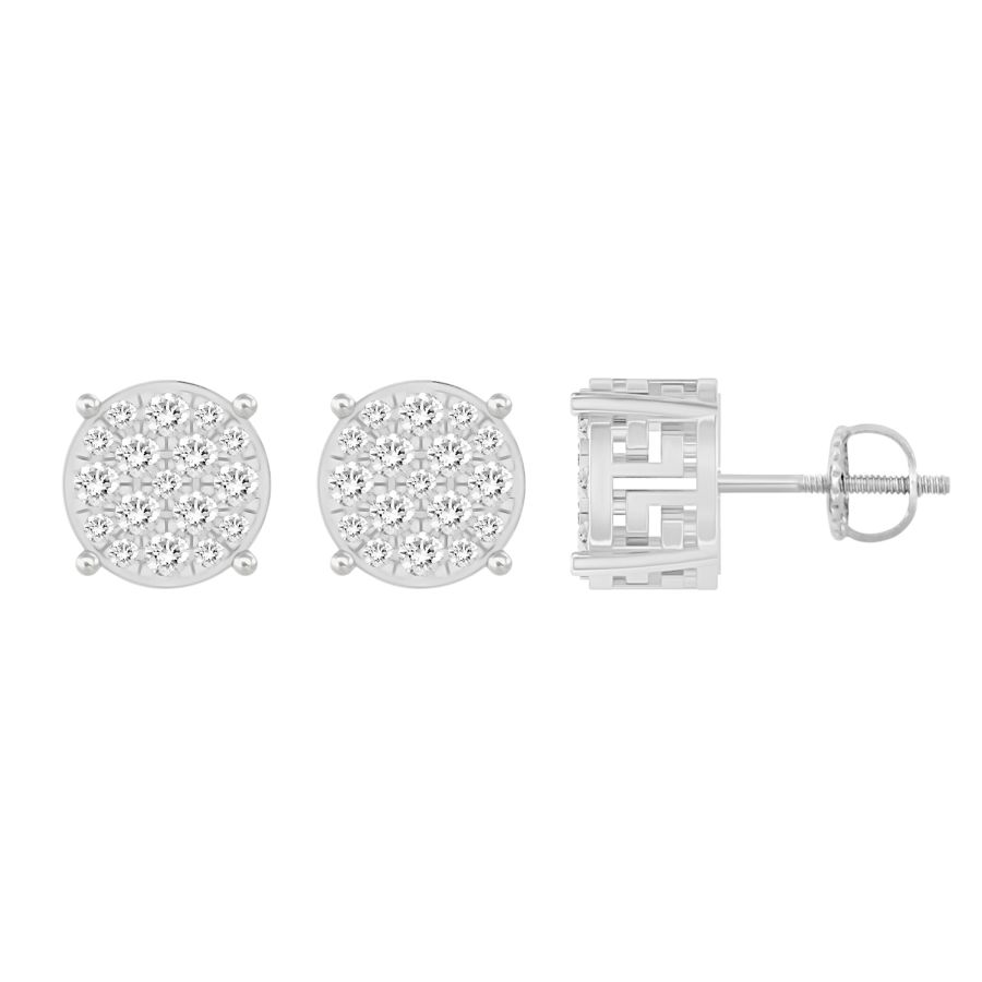 20938570_247148W-SS.jpg Sterling Silver 0.25CT Round Diamond Cluster Earrings In Elegant Diamond Fashion Earrings For Women - Image 1