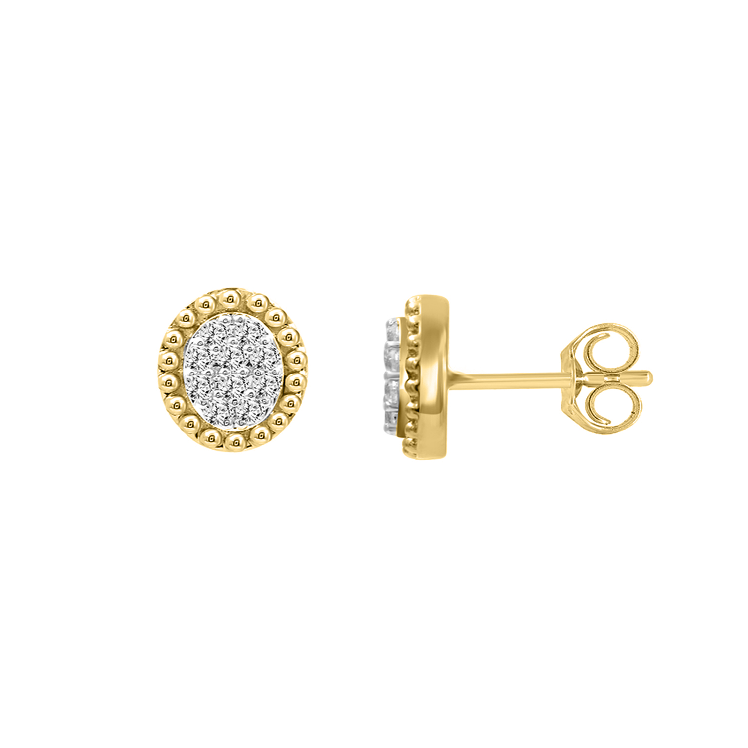 20938638_328702Y-10K.jpg 10K Yellow Gold Ladies 0.20CT Round Diamond Cluster Fashion Earrings - Image 1