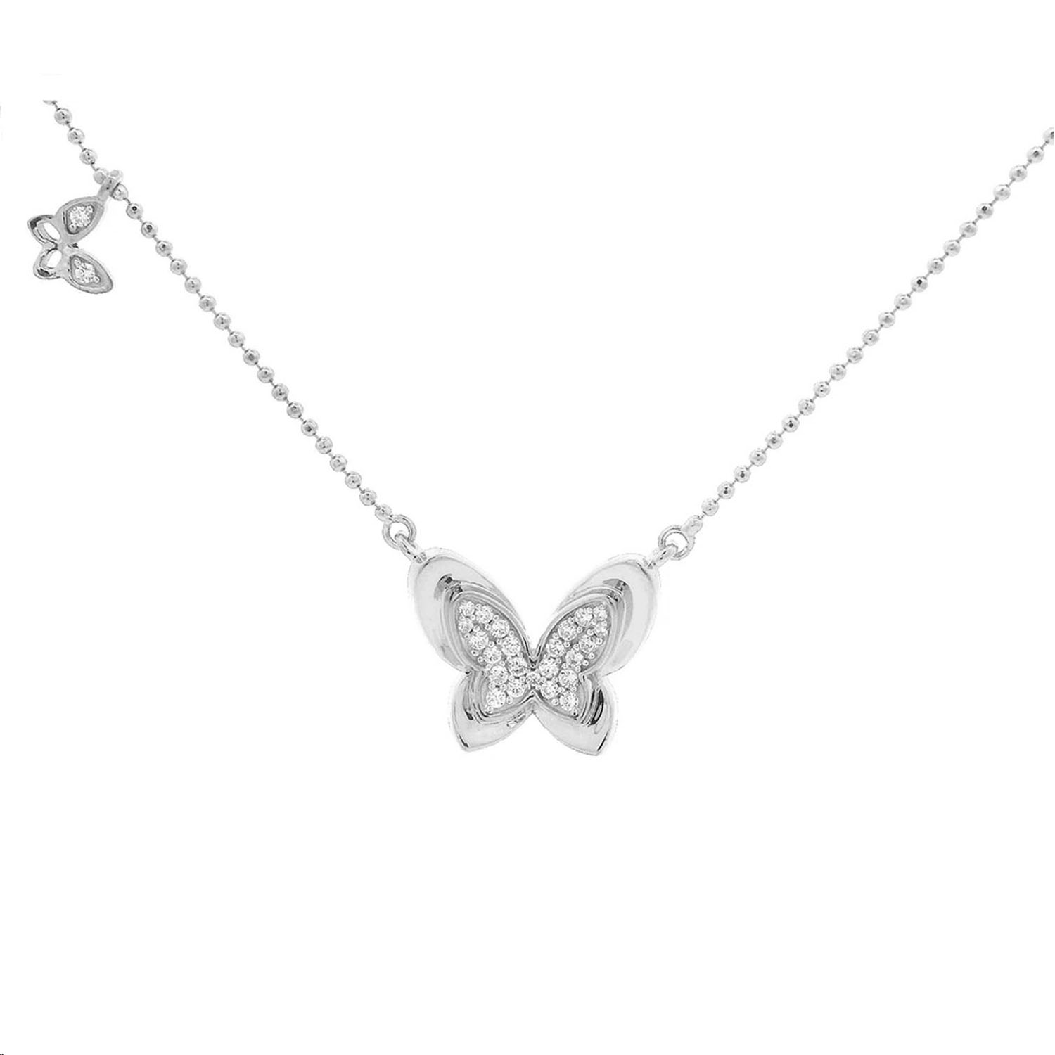20938759_339890W-SS.jpg Ladies 0.15CT Round Diamond Necklace Sterling Silver Elegant Fashion Jewelry - Image 1
