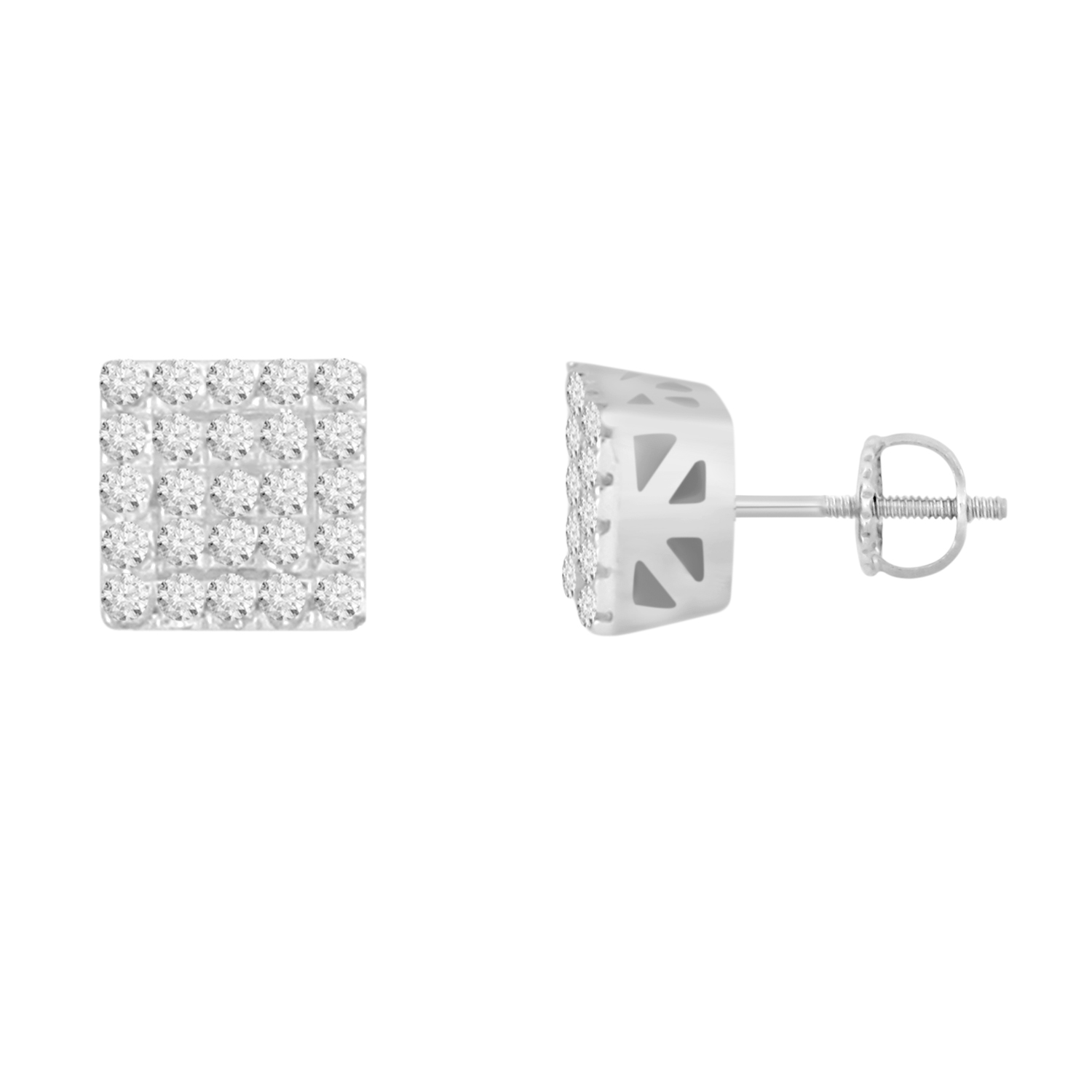 20938841_69139W-SS.jpg Sterling Silver White 0.15CT Cluster Fashion Earrings With Round Diamond - Image 1