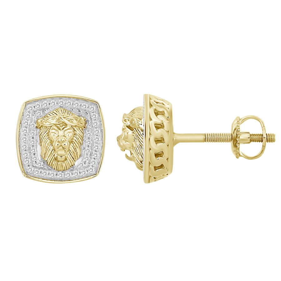 20943407_252398Y.jpg MEN'S STUD EARRINGS 0.25CT ROUND DIAMOND 10K YELLOW GOLD - Image 1