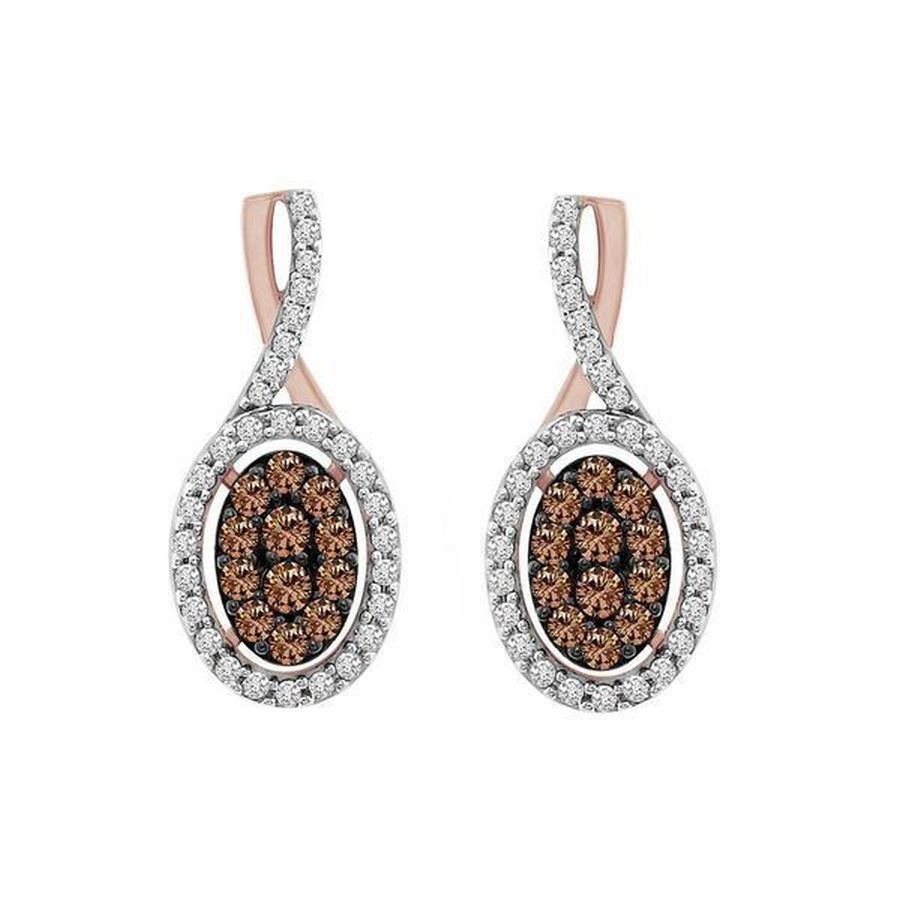 20943427_216363R-34023.jpg LADIES EARRINGS 0.75CT ROUND DARK BROWN DIAMOND 10K ROSE GOLD - Image 1
