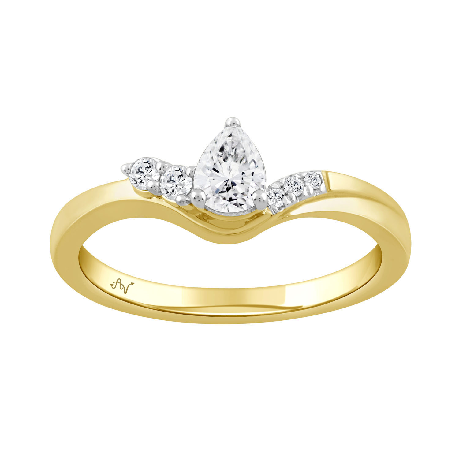 20949073_326898Y-A-4938078.jpg LADIES RING 0.33CT ROUND/PEAR DIAMOND 14K YELLOW GOLD (CENTER STONE 0.25CT PEAR DIAMOND) - Image 1