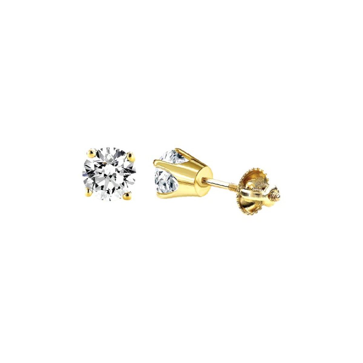 20949683_77484Y-A-4939378.jpg 14K Yellow Gold Round Diamond Stud Earrings 0.25CT Elegant Women’S Diamond Jewelry - Image 1