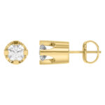 Elegant 14K Yellow Gold Diamond Solitaire Earrings 0.15CT Round Diamond Jewelry For Women - Image 2
