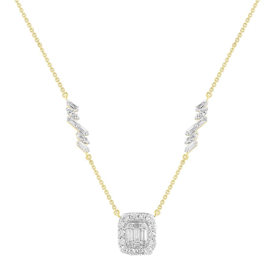 20950432_218903Y-A-37716.jpg LADIES NECKLACE 1.00CT ROUND/BAGUETTE DIAMOND 14K YELLOW GOLD (SI QUALITY) - Image 1
