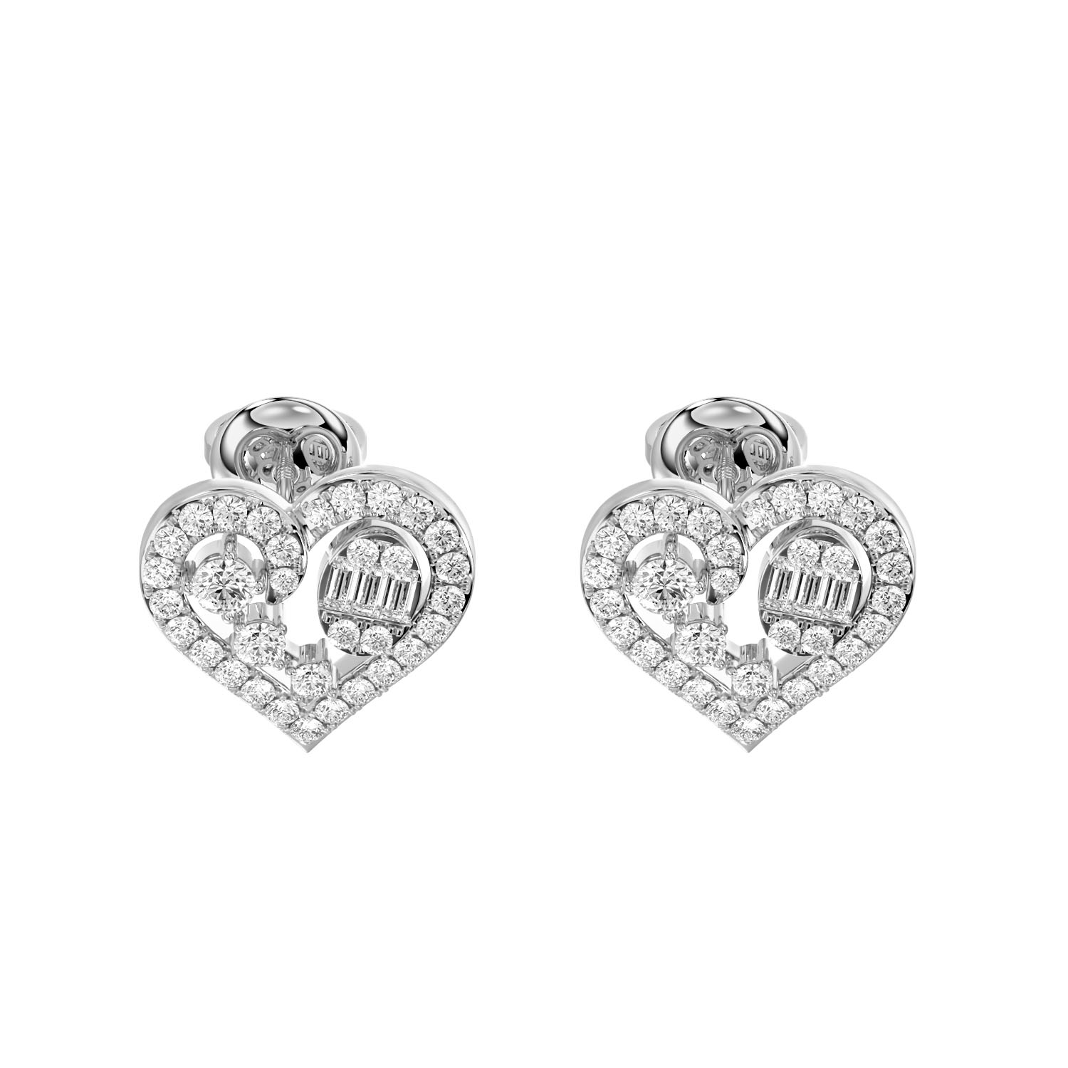 20950667_285753W-A-52938.jpg LADIES EARRINGS 0.75CT ROUND/BAGUETTE DIAMOND 14K WHITE GOLD - Image 1