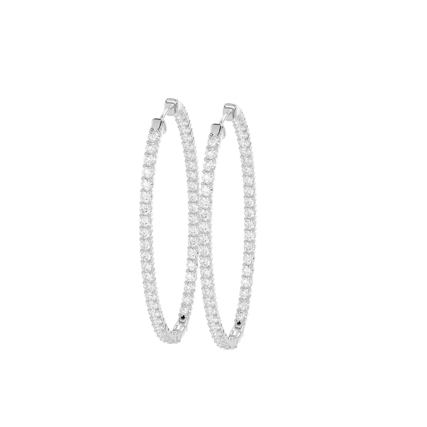 20950805_311919Y-A-58107.jpg LADIES HOOPS EARRING 3.50CT ROUND DIAMOND 14K YELLOW GOLD IN OUT - Image 1
