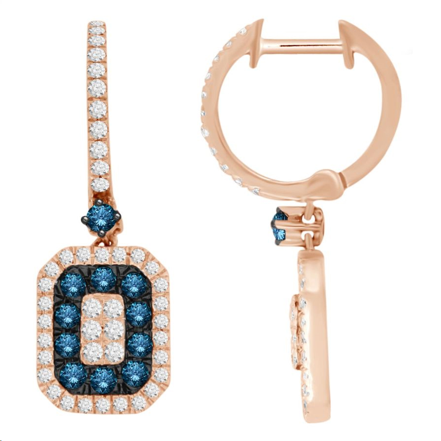 20952065_324119R-A-53467.jpg LADIES EARRING 1.40CT BLUE SAPPHIRE/DARK BROWN DIAMOND 14K ROSE GOLD - Image 1