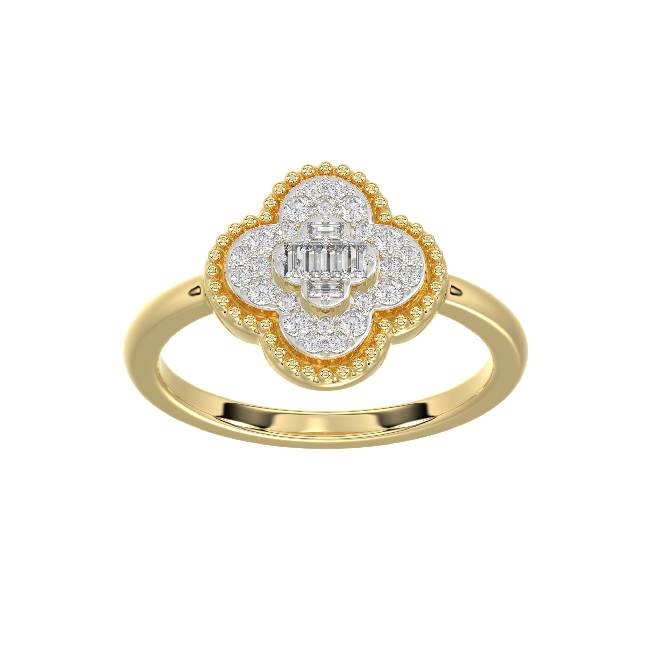 20952128_358900Y-5006942.jpg LADIES RING 0.25CT ROUND/BAGUETTE DIAMOND 10K YELLOW GOLD - Image 1