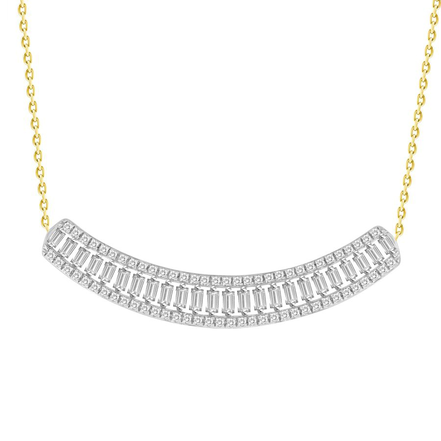 20952249_258577Y-30981.jpg LADIES NECKLACE 0.33CT ROUND/BAGUETTE DIAMOND 10K YELLOW GOLD - Image 1