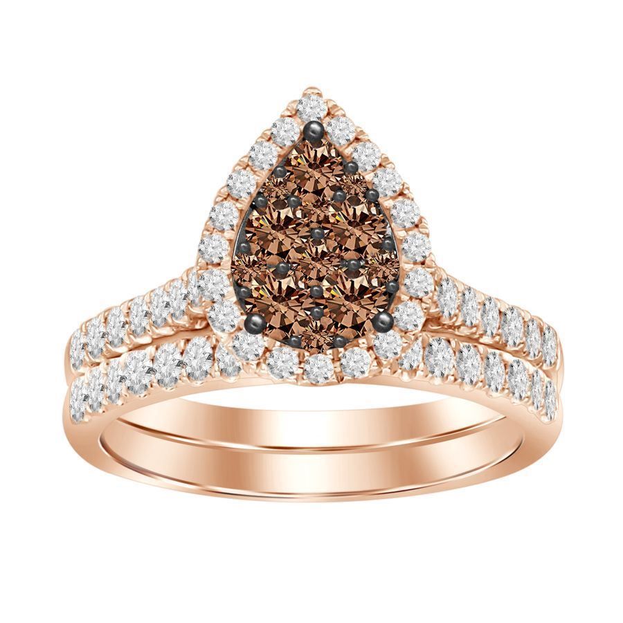 20952372_203125R-A-35607.jpg LADIES BRIDAL SET 0.75CT DARK BROWN/ROUND DIAMOND 14K ROSE GOLD (SIQUALITY) - Image 1