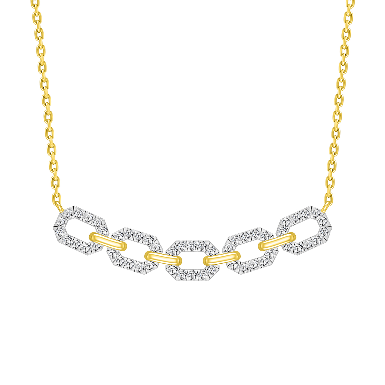 20952567_292880Y-4939093.jpg LADIES NECKLACE 0.50CT ROUND DIAMOND 10K YELLOW GOLD - Image 1