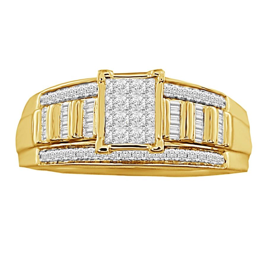 20952805_65187Y-32454.jpg LADIES RING 0.50CT ROUND/BAGUETTE/PRINCESS DIAMOND 10K YELLOW GOLD - Image 1