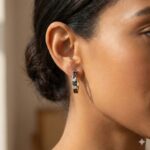 14K Yellow Gold 0.50CT Multi-Color Diamond Huggie Hoop Earrings Round Cut Blue, White Round &Dark Brown Diamonds - Image 5
