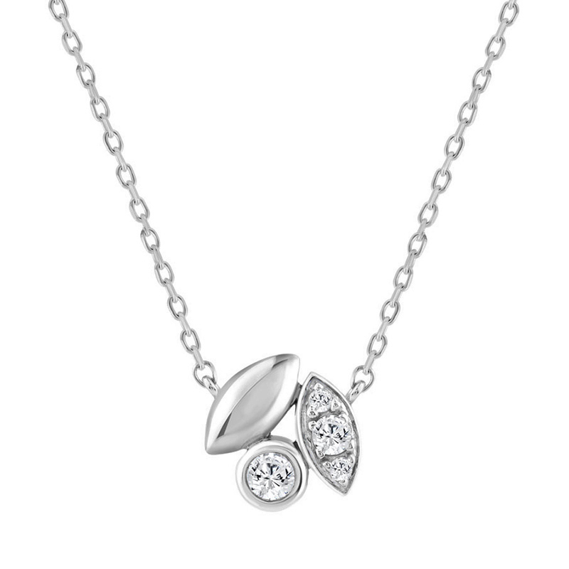 20953221_359465W-5026091.jpg Elegance Ladies Round Diamond Cluster Fashion Necklace In 10K White Gold ’ Marquise Design - Image 1