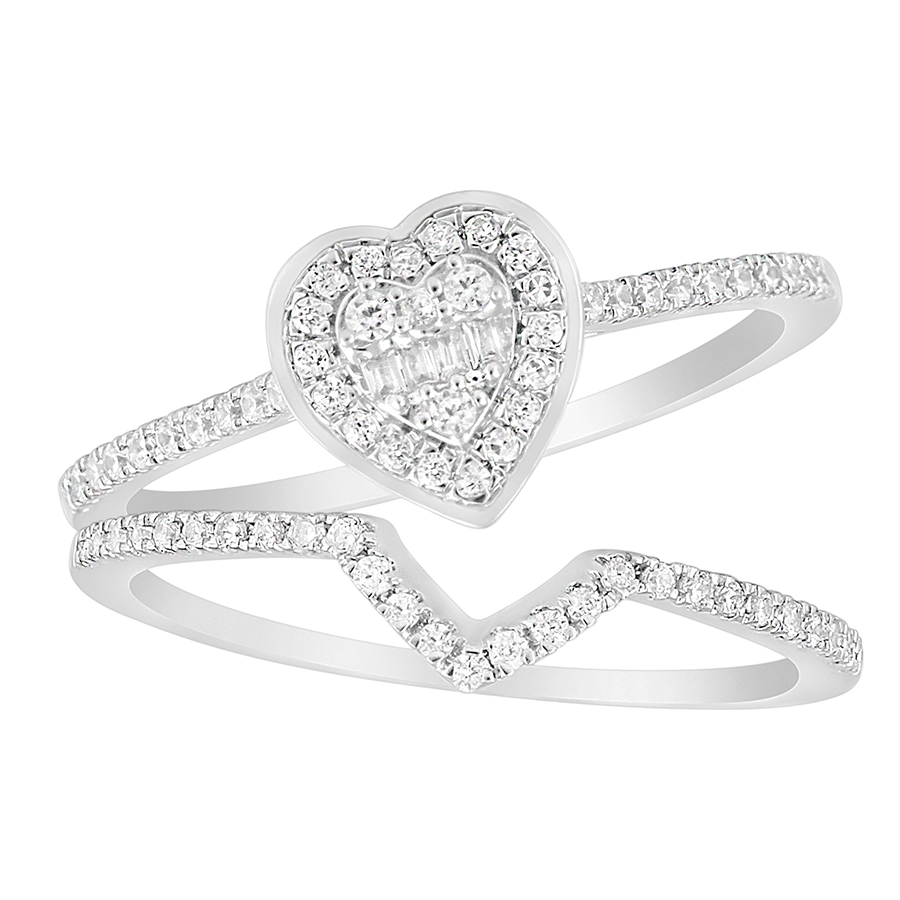 20954891_279604W-43111.jpg LADIES BRIDAL SET 0.40CT ROUND/BAGUETTE DIAMOND 10K WHITE GOLD - Image 1