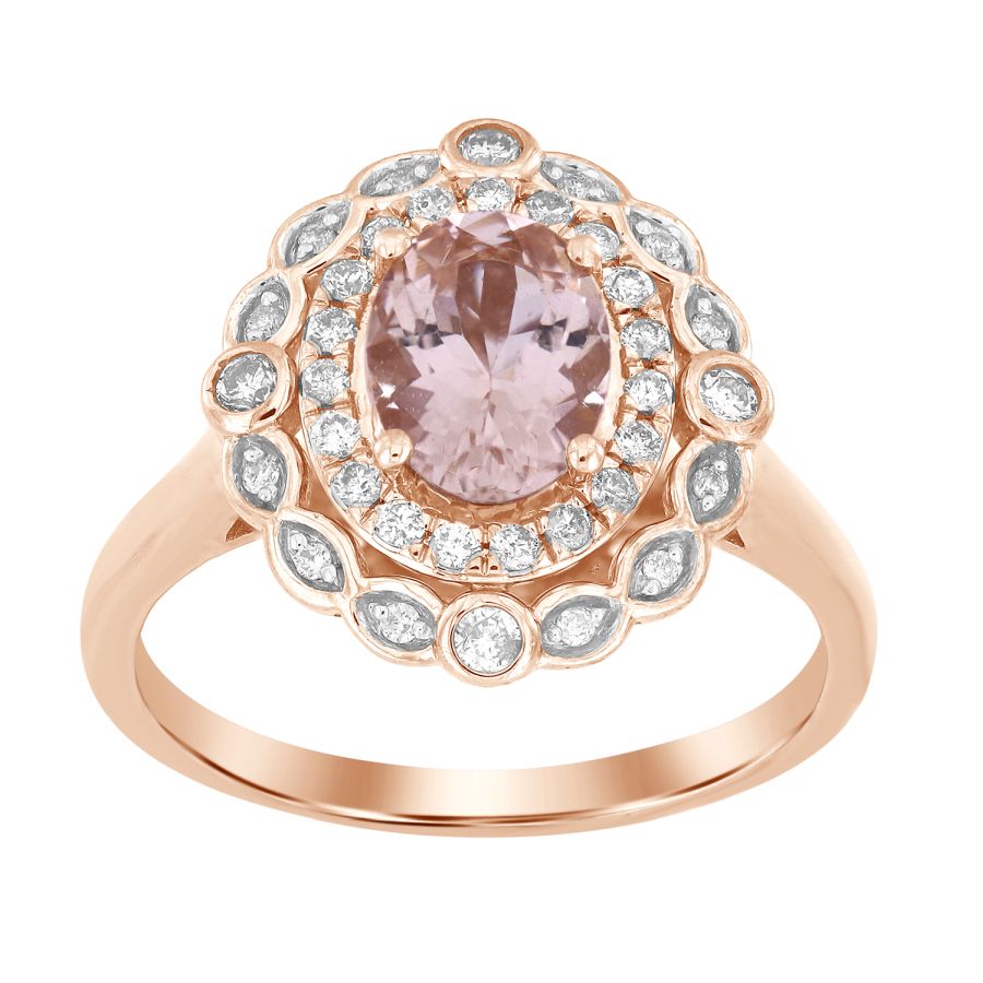 LADIES RING 1.45CT ROUND/OVAL DIAMOND 10K ROSE GOLD